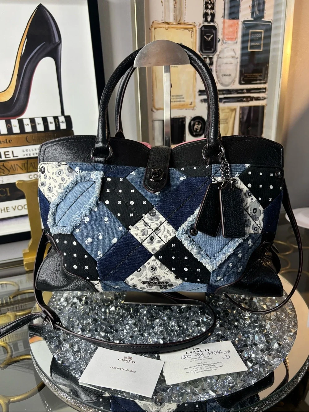 ***Current Carry***Coach Mercer Denim Patchwork Canyon Quilt Satchel